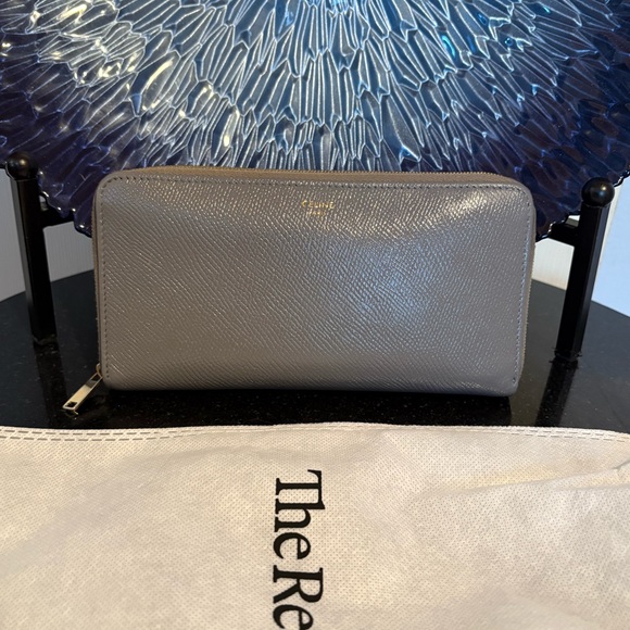 Celine Handbags - Celine Like New Gray Leather Long Zip Wallet